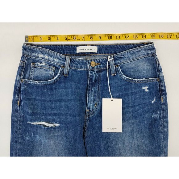 Flying Monkey Black Label Straight Leg Distressed Blue Jeans Size 27x26 NEW B59 - Picture 6 of 9